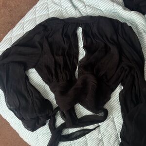 Black Sheer Long Sleeve Top